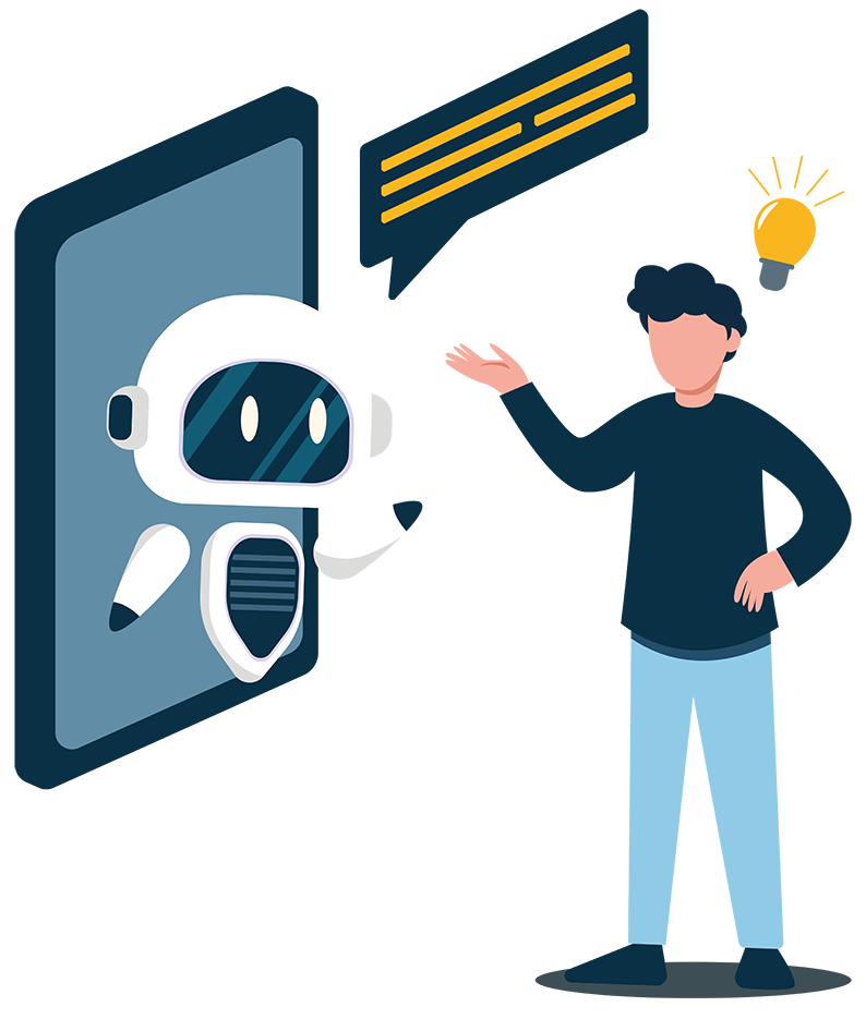 Man and robot, in conversation